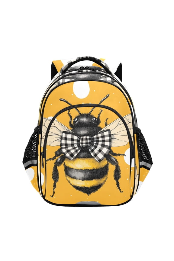 Bee on Polka Dots School Backpack Elementary Bag Bookbag Travel Rucksack