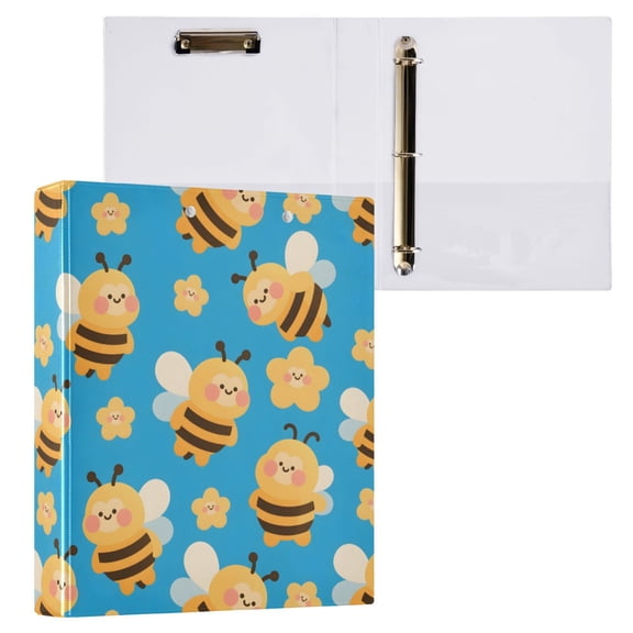 ALAZA Bees Cute Hardcover 3 Ring Binder 1.5" D-Rings with Interior Pockets Binders School 1 PC