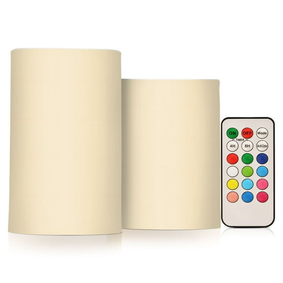 ALAZA Beige 2 PCs LED Flickering Flameless Candles with Remote Timer Battery Operated Candle