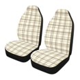 thumbnail image 1 of ALAZA Beige Checkered Car Seat Covers 2 PCs Universal Auto Front Seats Interior Protector, 1 of 7