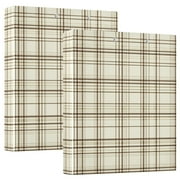 ALAZA Beige Checkered Hardcover 3 Ring Binder 1.5" Round Rings Interior Pockets Binders Organizer 2 Pack