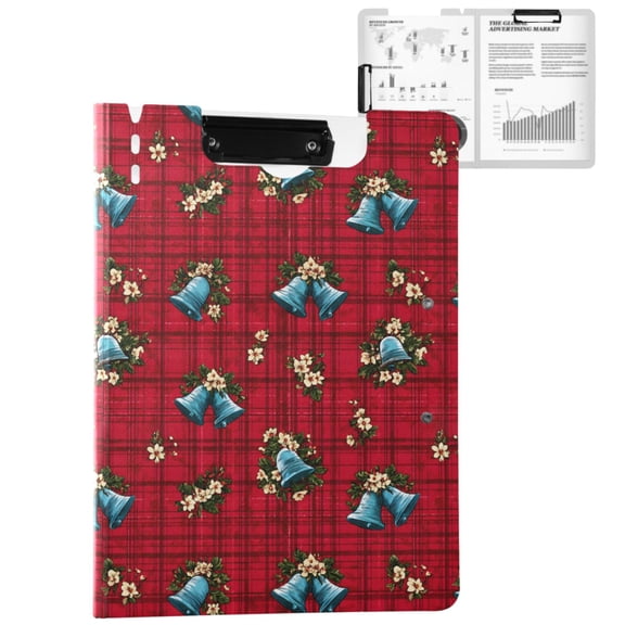 ALAZA Bells on Checkered A4 Foldable Clipboard 360 Degree Folder Binder