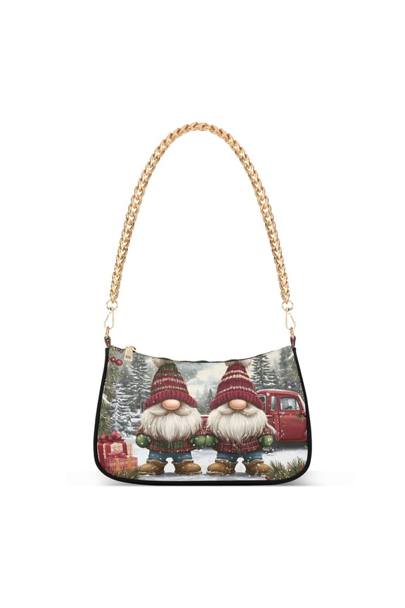 Berry Christmas Gnomes Women's Chain Shoulder Bag Hobo Handbag Tote Crossbody Purse