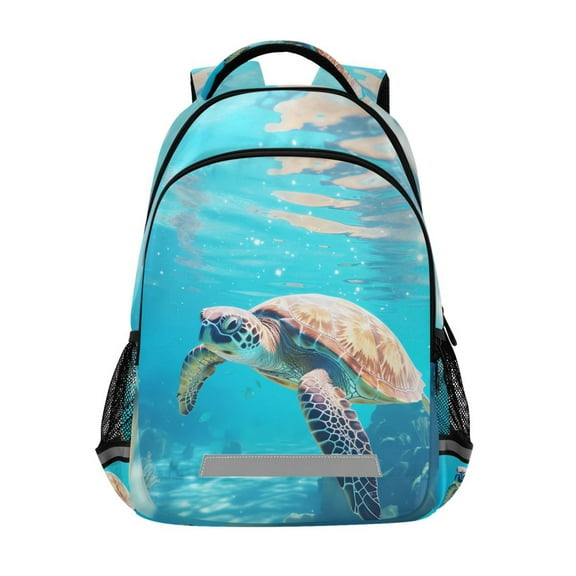 ALAZA Big Sea Turtle in Sea Backpack Elementary School Bag Bookbag Travel Rucksack