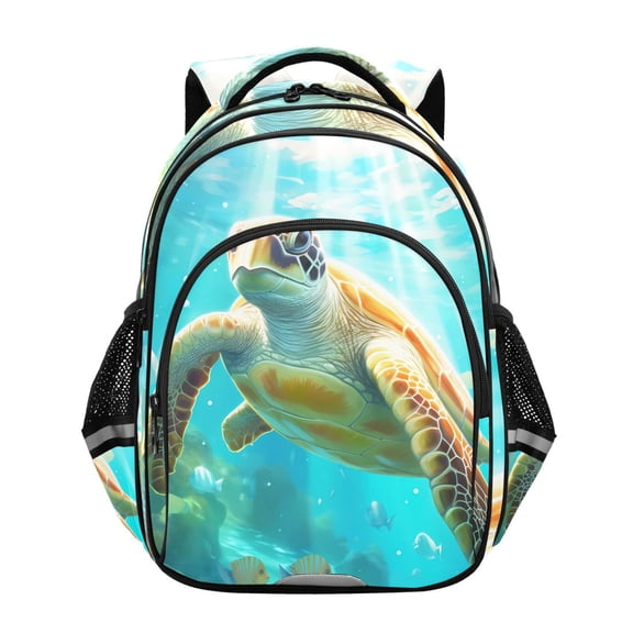 ALAZA Big Sea Turtle in Sea Blue School Backpack Elementary Bag Bookbag Travel Rucksack