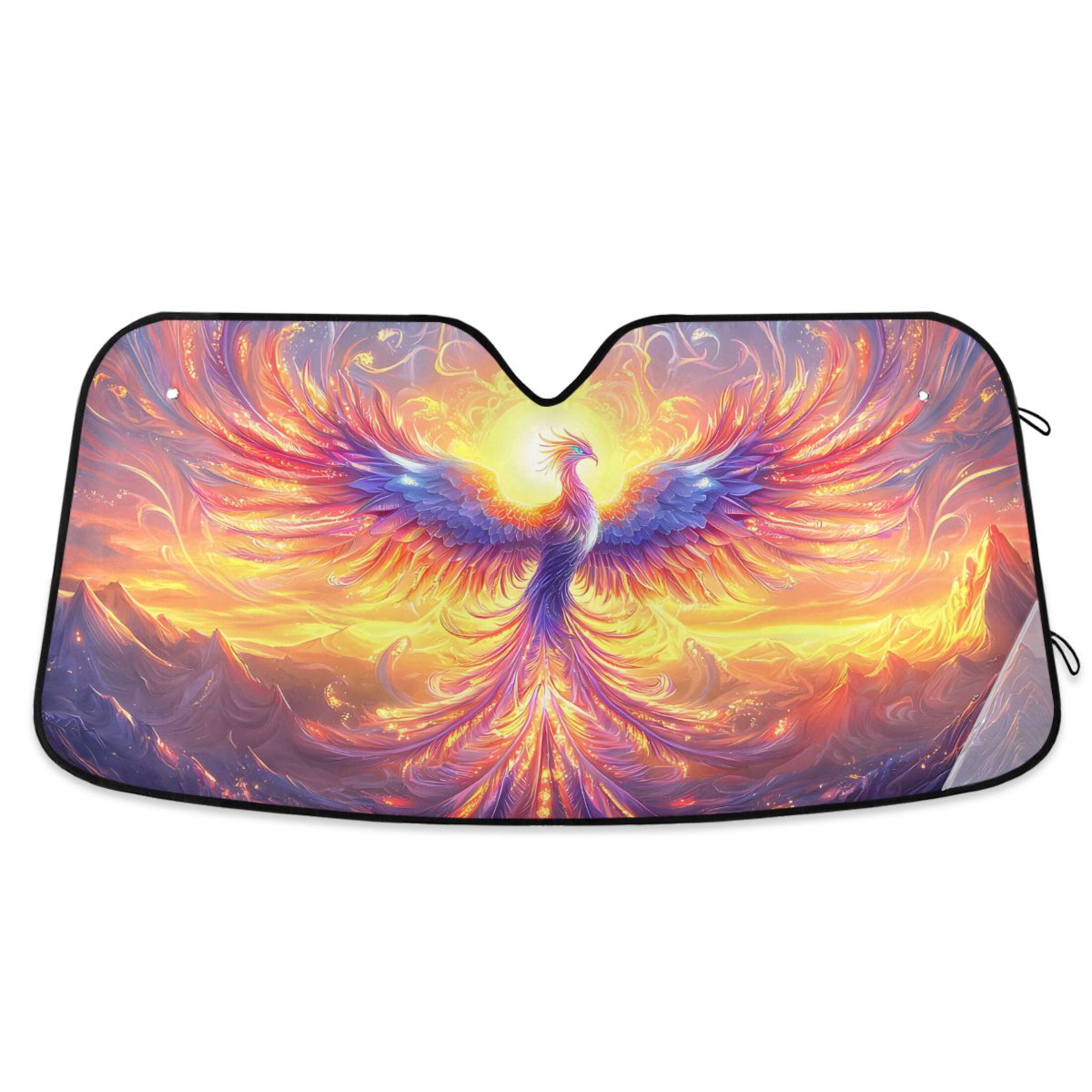 ALAZA Bird Neon Phoenix Fire Windshield Sun Shade Car Foldable Visor ...