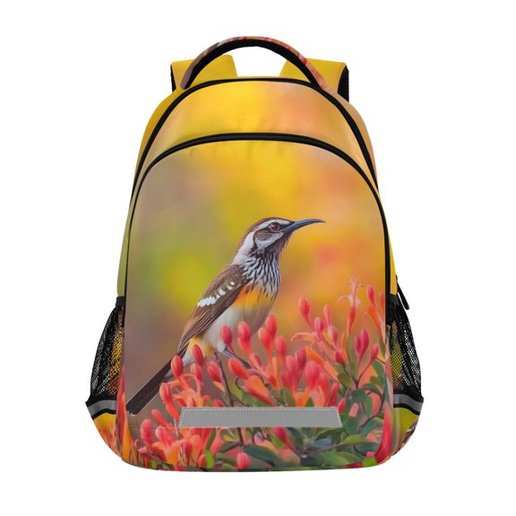 ALAZA Bird Sitting on Flower Backpack Elementary School Bag Bookbag Travel Rucksack