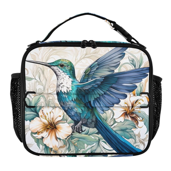 ALAZA Bird and Lily Flower Lunch Box Insulated Lunch Bag Cooler Tote with Shoulder Strap