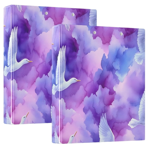 ALAZA Bird on Marble Hardcover 3 Ring Binder 1.5" Round Rings Interior Pockets Binders Organizer 2 Pack