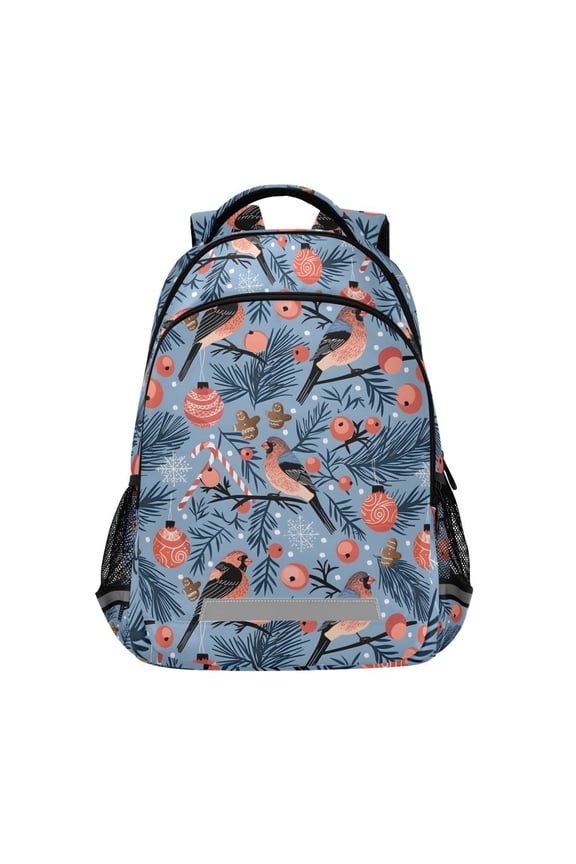 Birds and Christmas Candy Backpack Elementary School Bag Bookbag Travel Rucksack