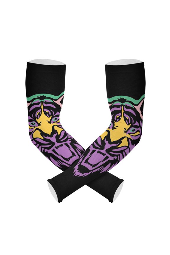 Black Art Angry Tiger UV Sun Protection Arm Sleeves UPF 50+ Compression Cooling Sleeve 1 Pair
