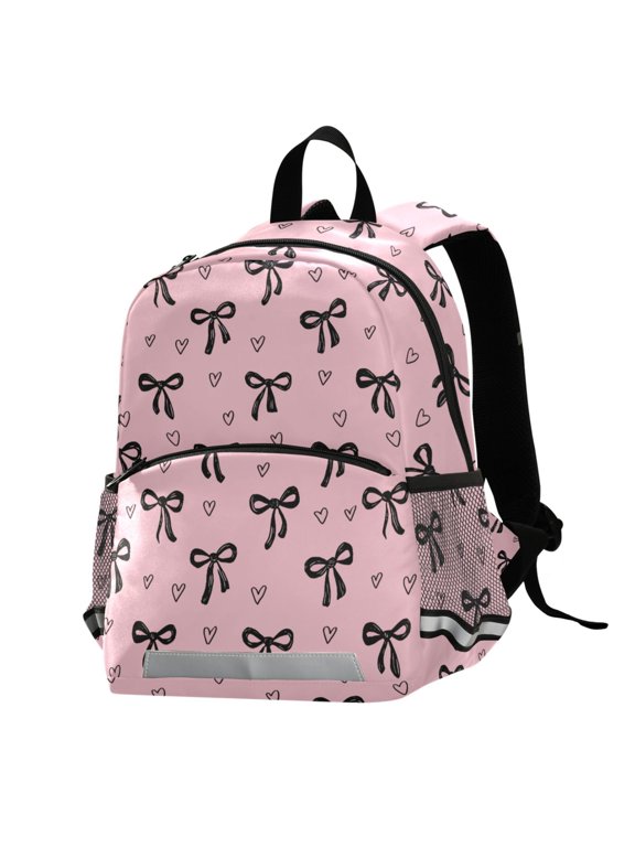 Black Bows Hearts School Backpack Elementary Student Bookbag