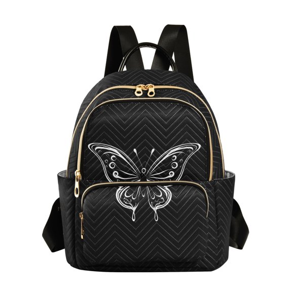 ALAZA Black Butterfly Womens Travel Laptop Backpack Large Daypack Ladies Shoulder Bags M