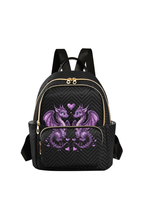 Black Cute Dragon Womens Travel Laptop Backpack Large Daypack Ladies Shoulder Bags M