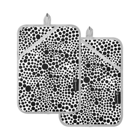 ALAZA Black Dots on White Pot Holders Set of 2 Heat Resistant Kitchen Oven Mitts