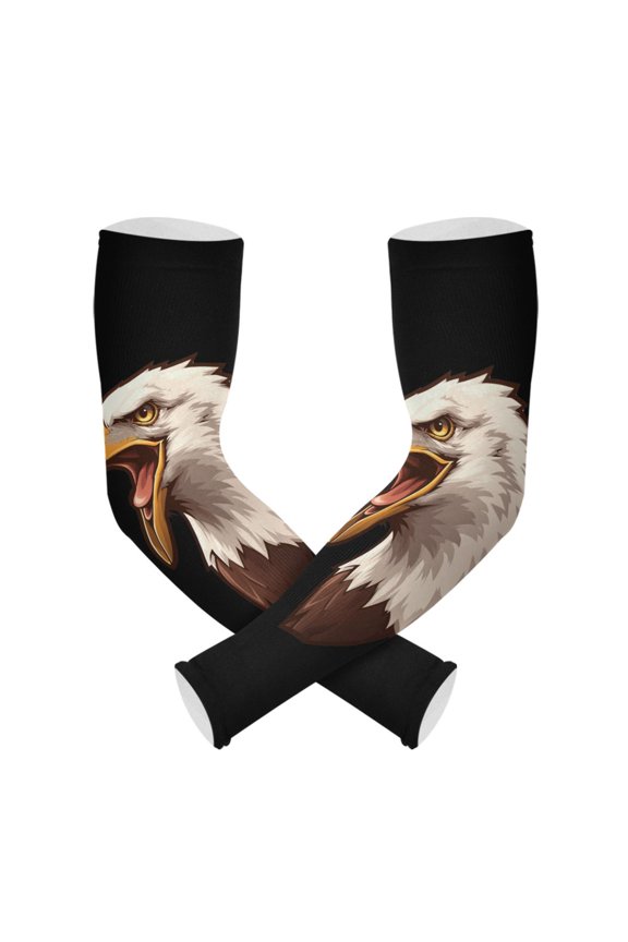 Black Eagle Head UV Sun Protection Arm Sleeves UPF 50+ Compression Cooling Sleeve 1 Pair