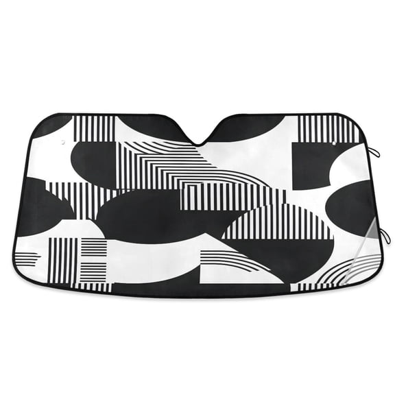 ALAZA Black Geometric Pattern Windshield Sun Shade Car Foldable Visor Block UV Rays Protector 57"x31.5"