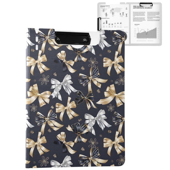 ALAZA Black Gold Bows A4 Foldable Clipboard 360 Degree Folder Binder