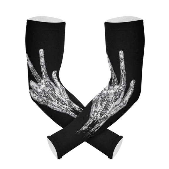 ALAZA Black Iron Hands UV Sun Protection Arm Sleeves UPF 50+ Compression Cooling Sleeve 1 Pair