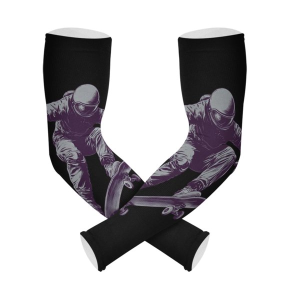 ALAZA Black Skating Man UV Sun Protection Arm Sleeves UPF 50+ Compression Cooling Sleeve 1 Pair
