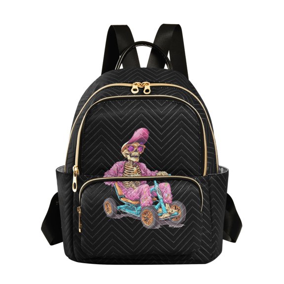 ALAZA Black Skeleton Driving Womens Travel Laptop Backpack Large Daypack Ladies Shoulder Bags S