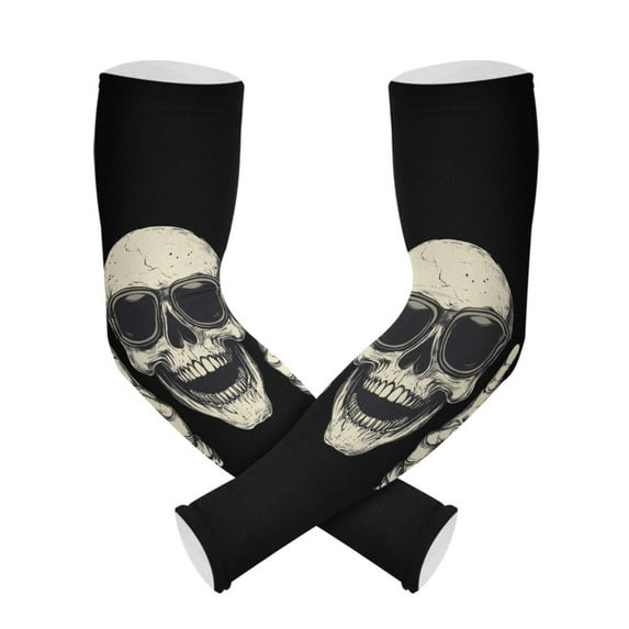 ALAZA Black Skeleton with Sunglasses UV Sun Protection Arm Sleeves UPF 50+ Compression Cooling Sleeve 1 Pair