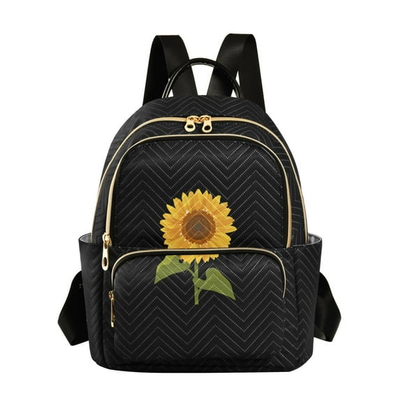 ALAZA Black Sunflower Womens Travel Laptop Backpack Large Daypack Ladies Shoulder Bags S
