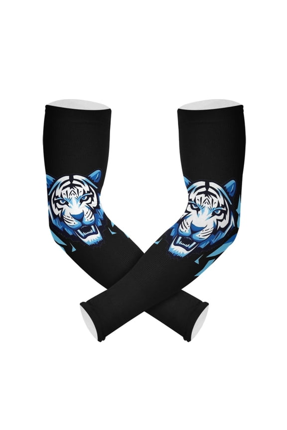Black Tiger Pattern UV Sun Protection Arm Sleeves UPF 50+ Compression Cooling Sleeve 1 Pair