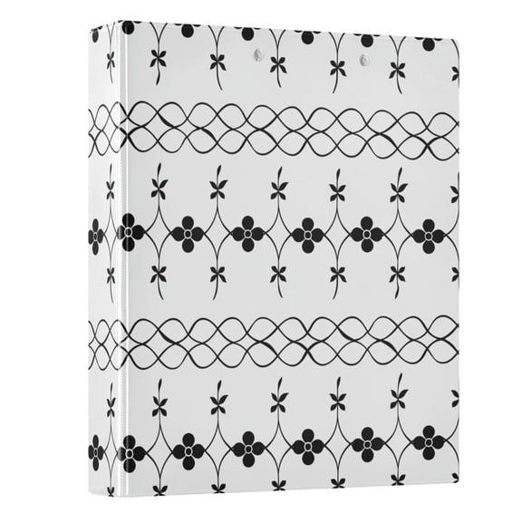 ALAZA Black Wire Flowers 3 Ring Binder 1.5 Inch Three Ring Office Binders w/ clipboard & 3 pockets, Hold 200 Sheets, 1 pc