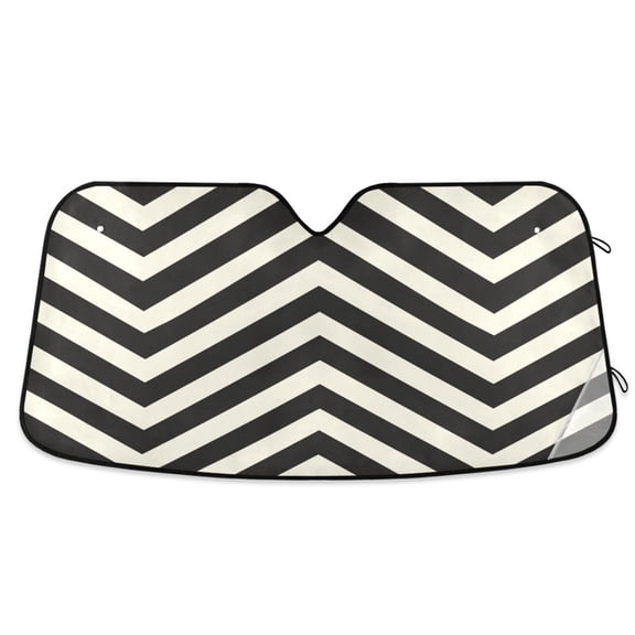 ALAZA Black and White Lines Windshield Sun Shade Car Foldable Sun Visor Block UV Rays Protector 55"x27.6"