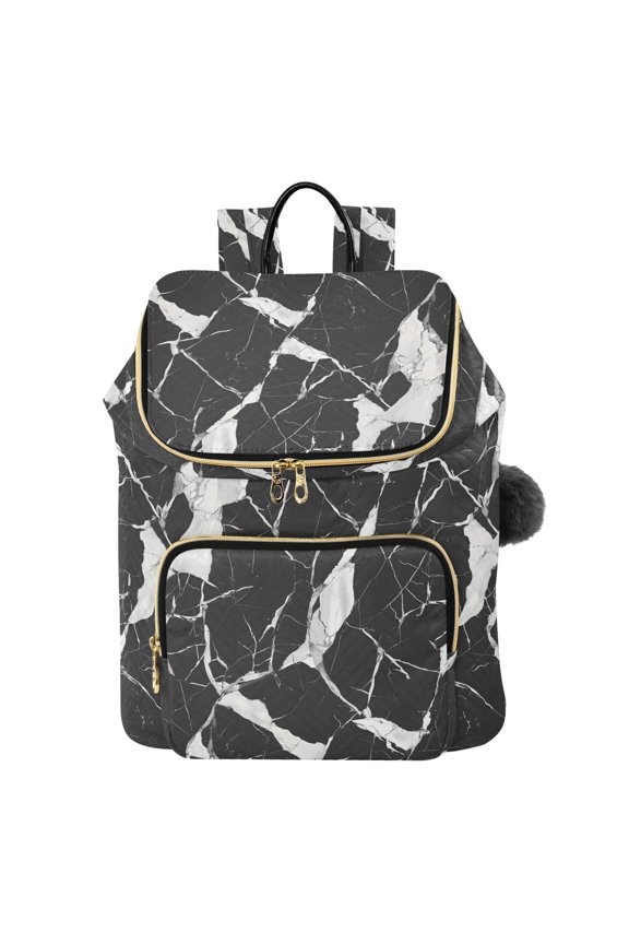 Black and White Marble Travel Backpack Laptop Bag Large Capacity Daypack