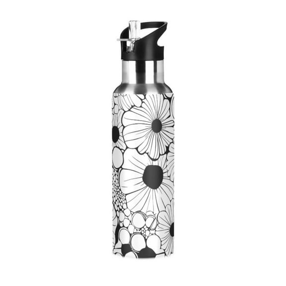ALAZA Bloom Flower Water Bottle Insulated Flask Stainless Steel Straw Lid 20 oz