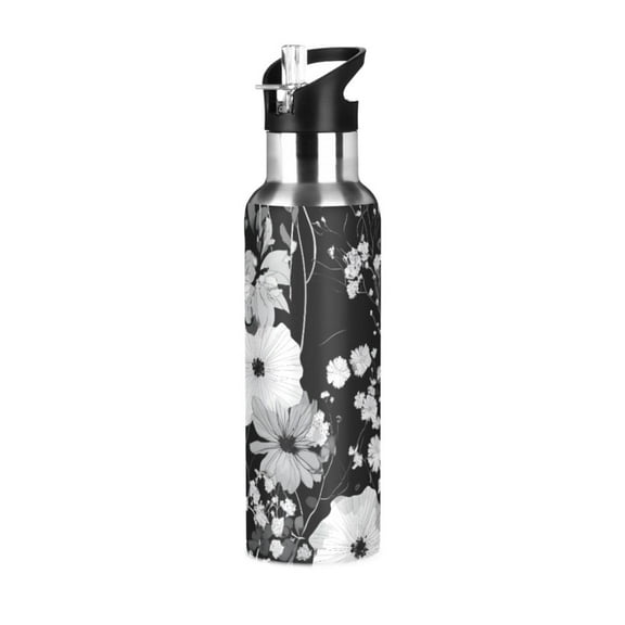 ALAZA Blooming Flower Water Bottle Insulated Flask Stainless Steel Straw Lid 20 oz