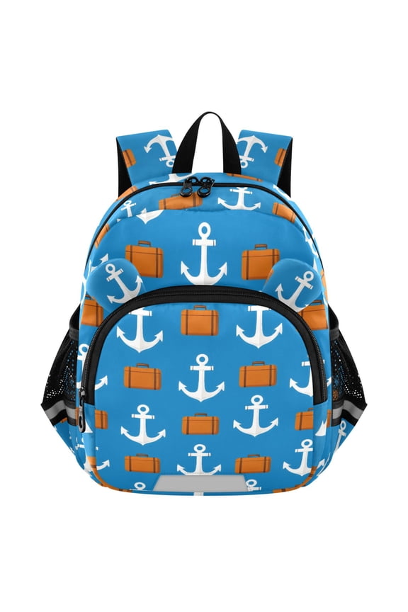 Blue Anchors Mini Backpack School Bookbag Age 3-7 Medium