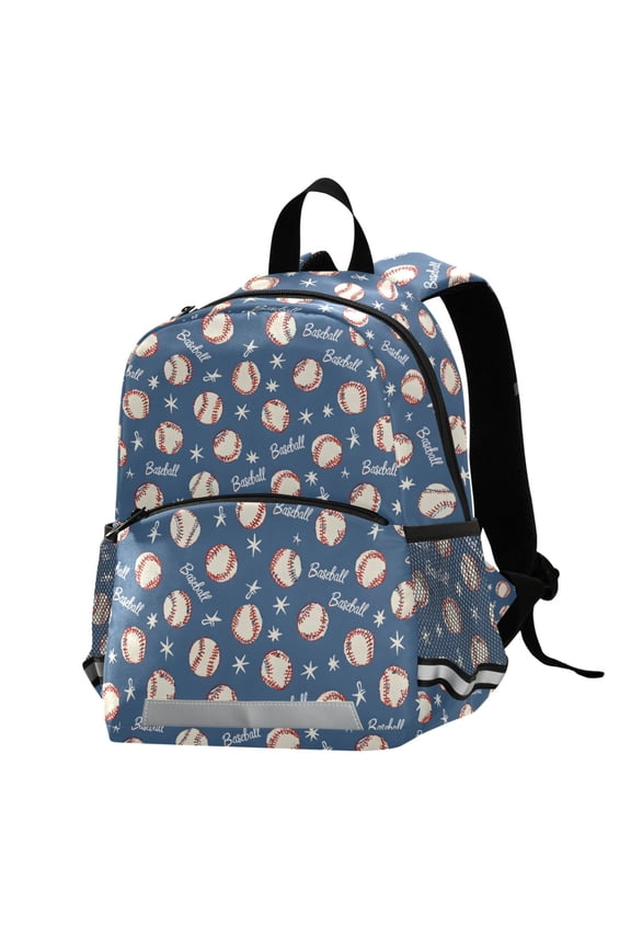 Blue Baseballs Stars School Backpack Elementary Student Bookbag