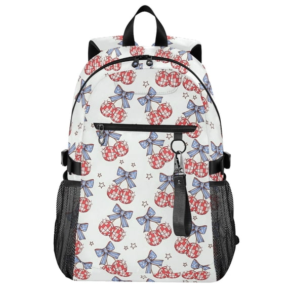 ALAZA Blue Bows Disco Balls Pattern School Backpack Travel Laptop Bag ...