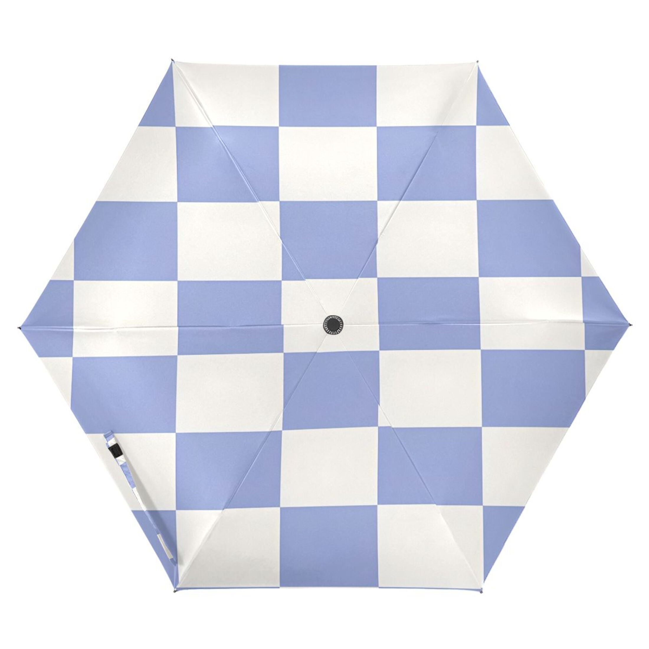 ALAZA Blue Checkered Grid Pattern UPF 50+ Compact Folding Umbrella for Rain Travel Umbrella Packable