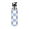 thumbnail image 1 of ALAZA Blue Checkered Grid Pattern Water Bottle Insulated Flask Stainless Steel Straw Lid 20 oz, 1 of 6