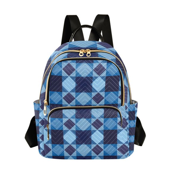 ALAZA Blue Checkered Grid Pattern Womens Travel Laptop Backpack Large Daypack Ladies Shoulder Bags M