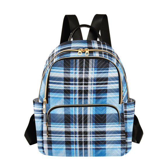 ALAZA Blue Checkered Grid Pattern Womens Travel Laptop Backpack Large Daypack Ladies Shoulder Bags S
