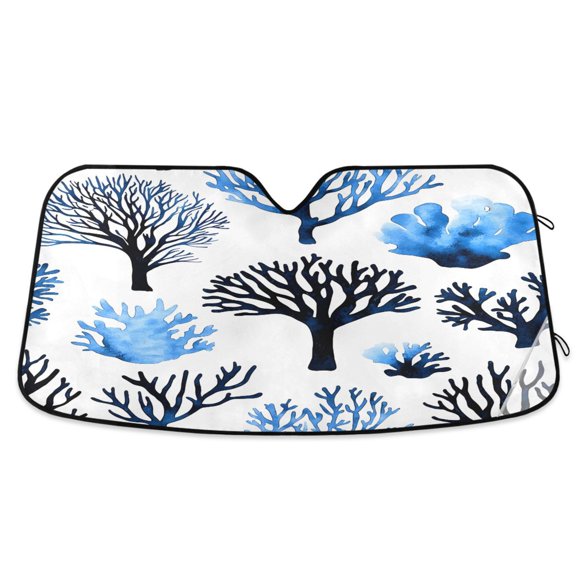 ALAZA Blue Coral Windshield Sun Shade Car Foldable Sun Visor Block UV Rays Protector 55"x27.6"