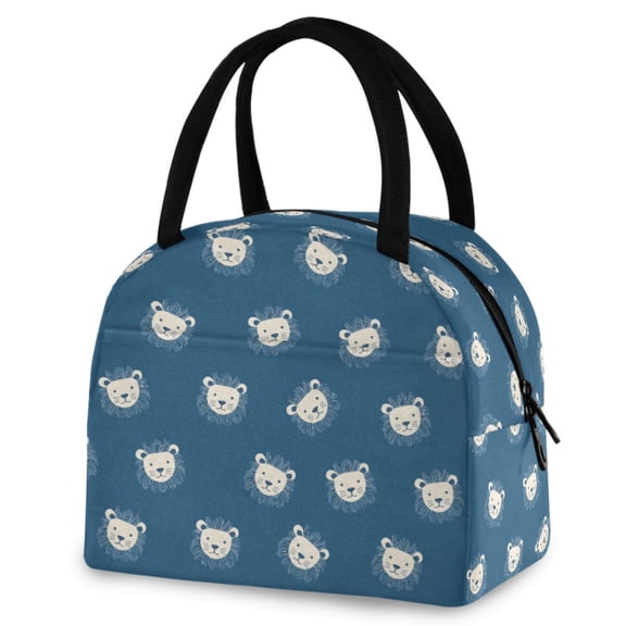 ALAZA Blue Cute Lion Insulated Lunch Box Reusable Cooler Tote Bag Work Office Picnic