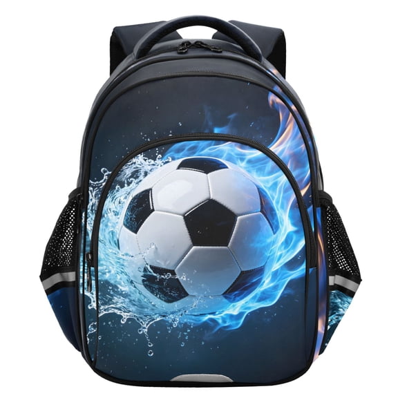 ALAZA Blue Fire Soccer School Backpack Elementary Bag Student Bookbag Travel Rucksack