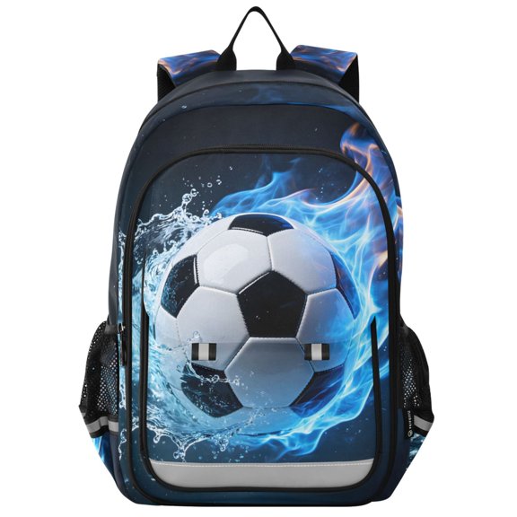 ALAZA Blue Fire Soccer School Laptop Backpack Travel Bag Casual Student Bookbag Rucksack