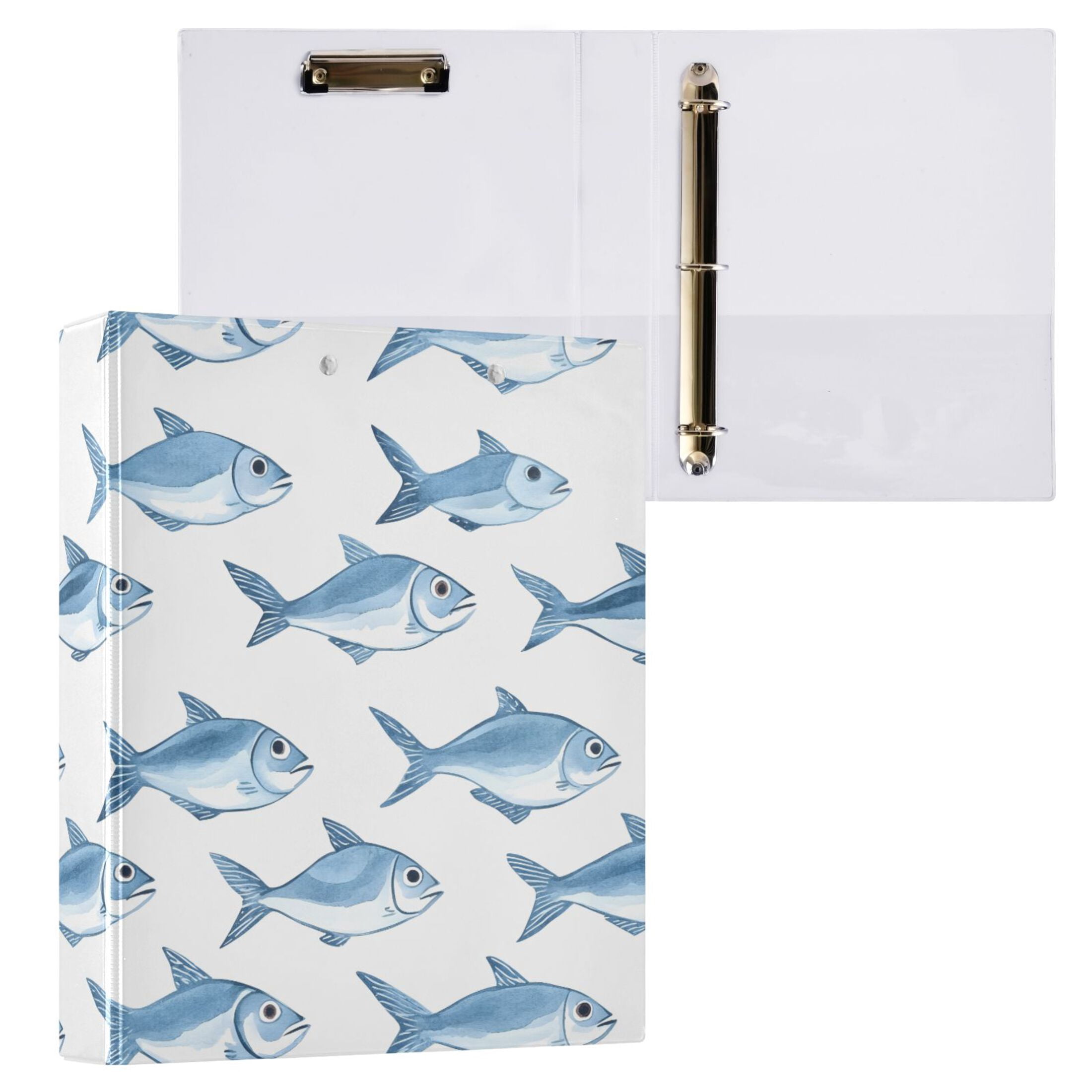 ALAZA Blue Fish Hardcover 3 Ring Binder 1.5