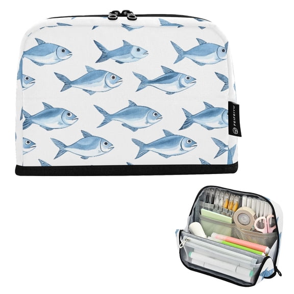 ALAZA Blue Fish Pencil Case Pen Pouch Bag Large Capacity Organizer