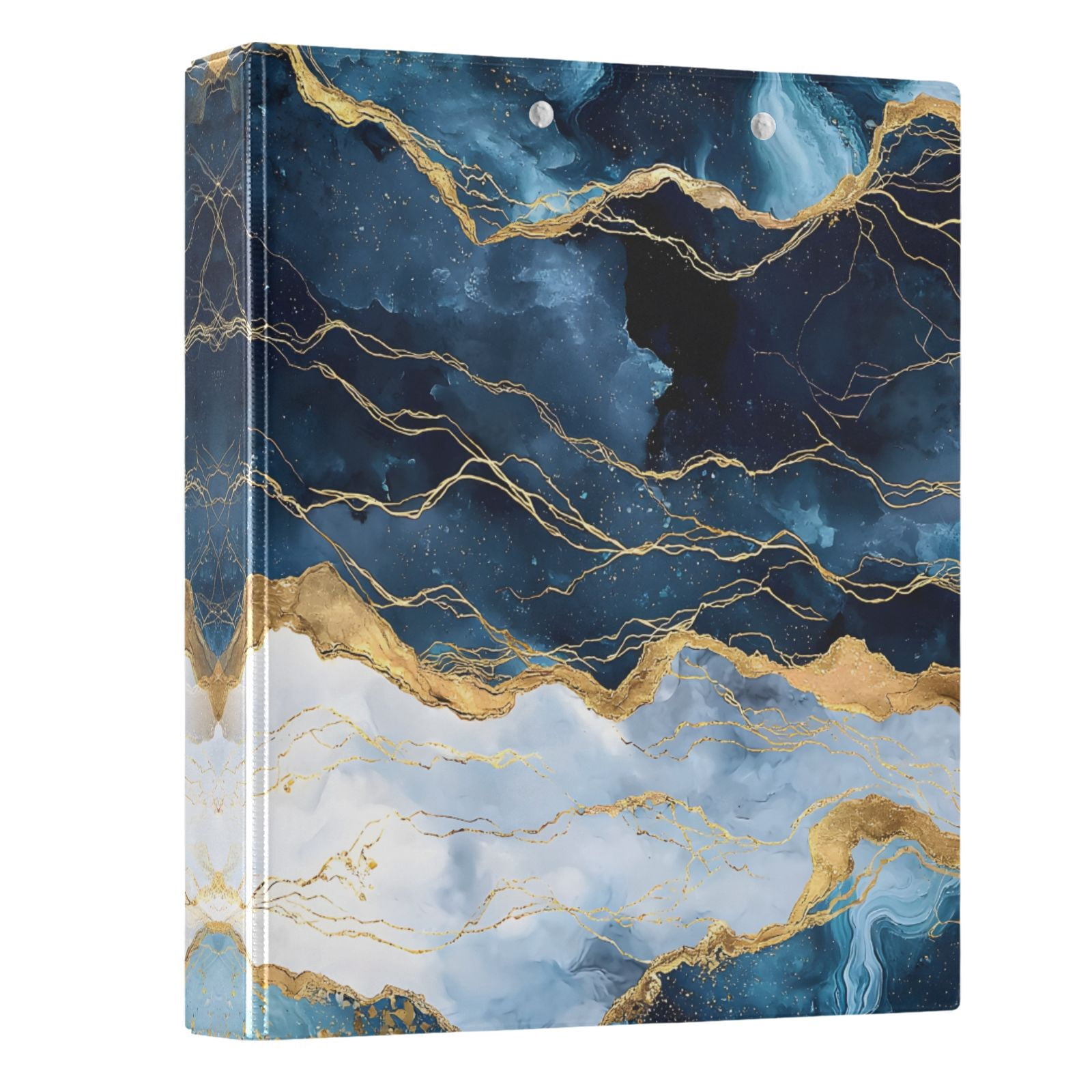 ALAZA Blue & Gold Marble 3 Ring Binder 1.5 Inch Three Ring Office ...