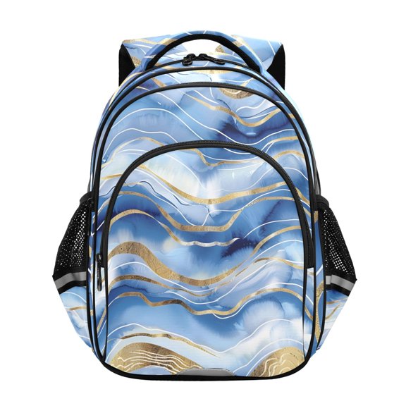 ALAZA Blue Gold Marble School Backpack Elementary Bag Bookbag Travel Rucksack