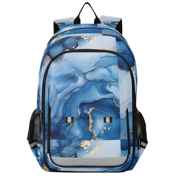 ALAZA Blue Golden Marble Laptop Backpack Purse Travel Bag Casual School Bookbag Rucksack for Women Men