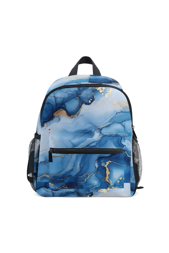 Blue Golden Marble School Backpack Small Bookbag Mini Bags